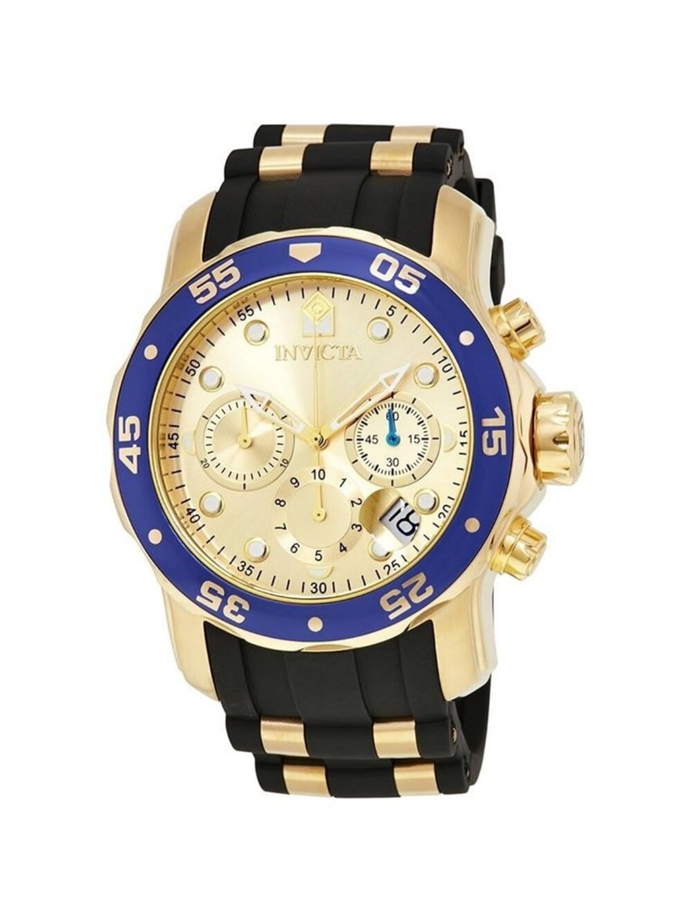 NWT Invicta Pro Diver Chronograph Gold Dial Black Rubber Men's Watch 178841